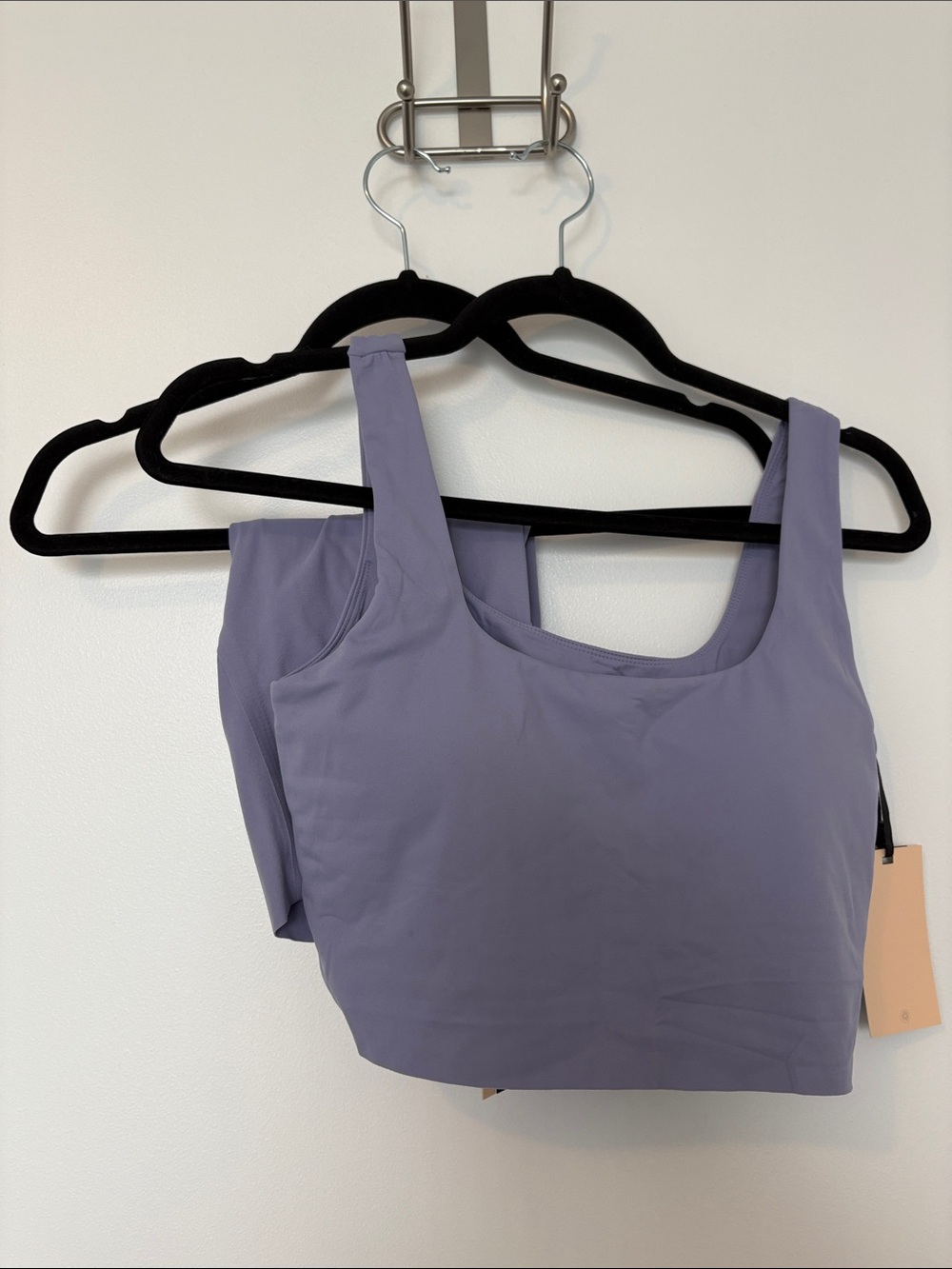 Scoop Neck Crop Tank Top and Bike Shorts - Light Lavender